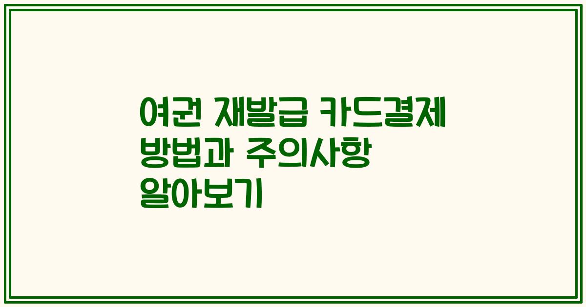 여권 재발급 카드결제 방법과 주의사항 알아보기