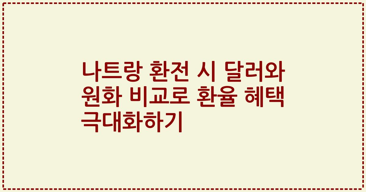 나트랑 환전 시 달러와 원화 비교로 환율 혜택 극대화하기